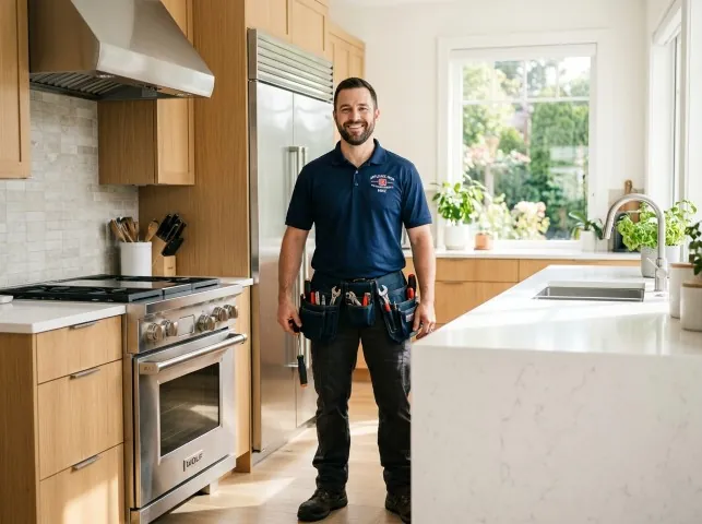 Appliance Repair Hero technician in a Arkdale, WI kitchen after an appliance repair